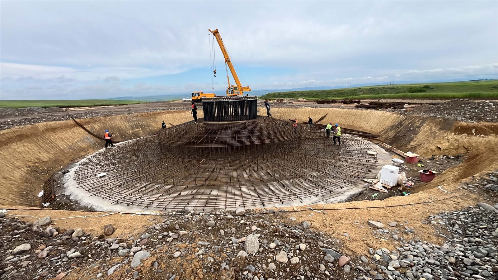Wind turbine foundation under construction